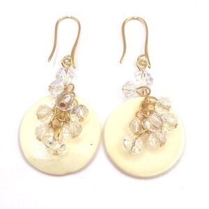 Natural disk shell geometric dangle hook earrings